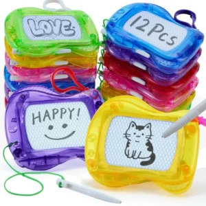12 Pcs Mini Magnetic Drawing Board 6 Different Color Erasable Keychain