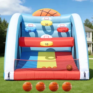 Inflatable Basketball Hoop Shot 10×10×10ft, Blow Up Inflatable Basketball Game with Balls, Air Blower